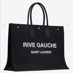 RIVE GAUCHE TOTE BAG IN LINEN AND LEATHER